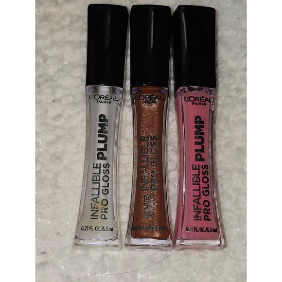 L'Oreal Infallible Pro Plump Lip‎ Gloss Set of 3 High Shine Sheer Color - Picture 1 of 5